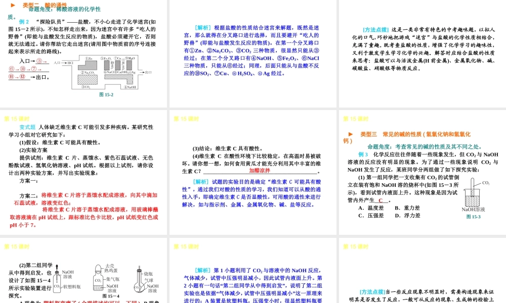 2013届中考化学考前热点聚焦《第15课时 常见的酸和碱中和反应 》（单课考点聚焦+热考精讲+知识点归类）课件 沪教版