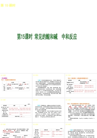 2013届中考化学考前热点聚焦《第15课时 常见的酸和碱中和反应 》（单课考点聚焦+热考精讲+知识点归类）课件 沪教版