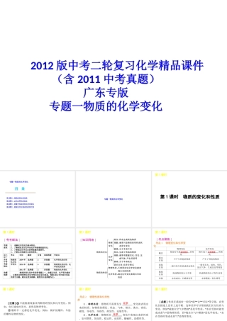 2012版中考化学二轮复习 专题一物质的化学变化精品课件 粤教版