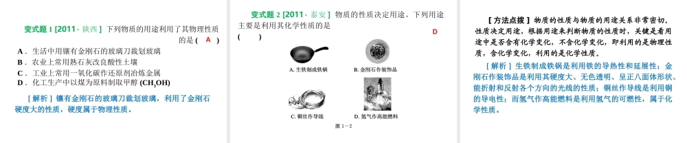 2012版中考化学一轮复习 第1课时物质的变化和性质精品课件 人教新课标版