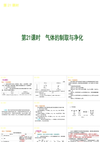 2013届中考化学考前热点聚焦《第21课时 气体的制取与净化》（单课考点聚焦+热考精讲+知识点归类）课件 沪教版