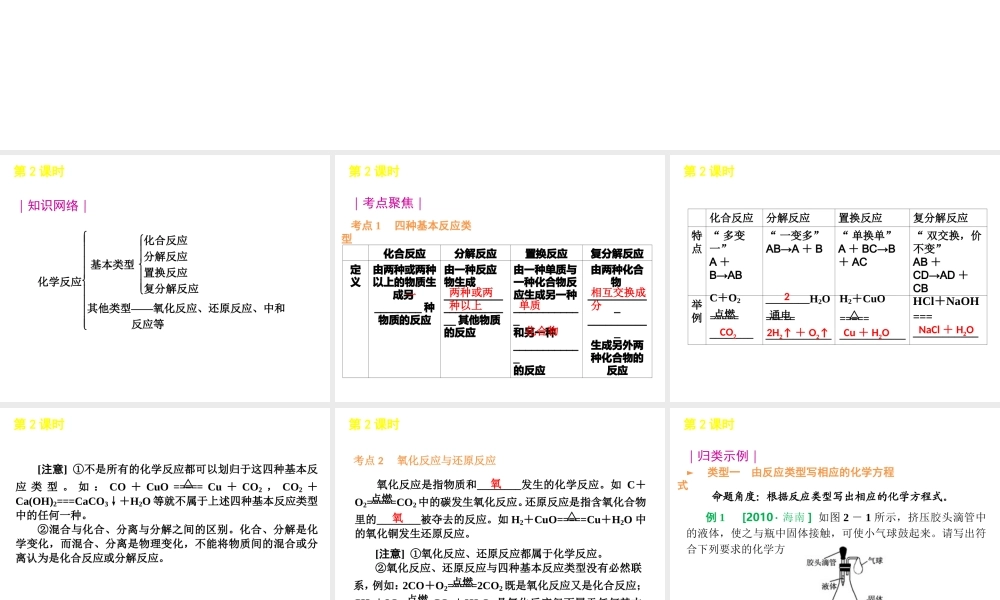 2012版中考化学一轮复习 第2课时认识几种化学反应精品课件 人教新课标版