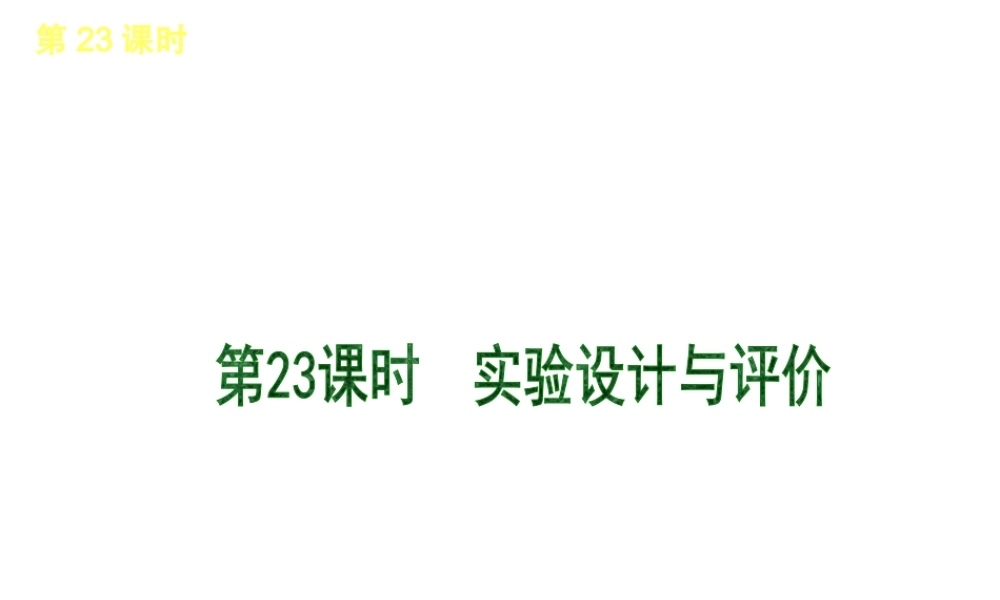 2013届中考化学考前热点聚焦《第23课时 实验设计与评价》（单课考点聚焦+热考精讲+知识点归类）课件 沪教版