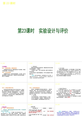 2013届中考化学考前热点聚焦《第23课时 实验设计与评价》（单课考点聚焦+热考精讲+知识点归类）课件 沪教版