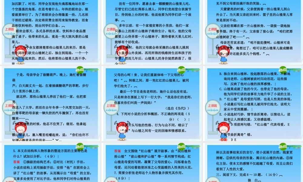 2010年高三英语高考二轮复习专题PPT学案：谁的眼泪在飞——小说阅读