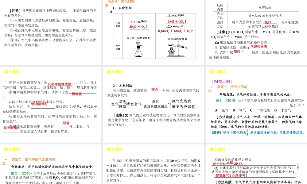 2012版中考化学一轮复习 第5课时我们周围的空气精品课件 人教新课标版