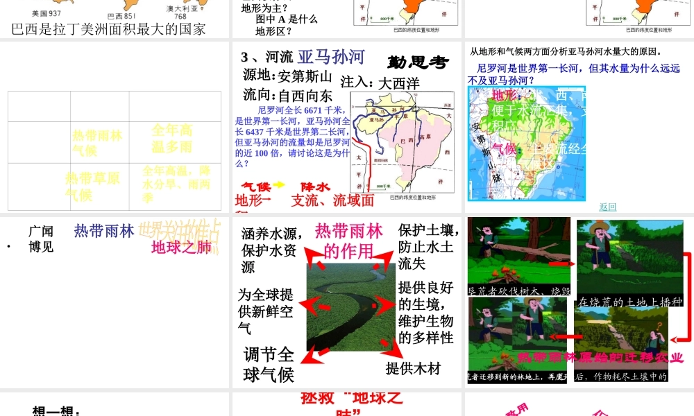 2014-2015学年七年级地理下册 第八章 第六节 巴西课件 湘教版