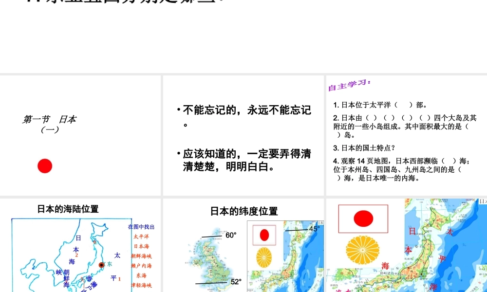 2014-2015学年七年级地理下册 第八章 第一节 日本（第1课时）课件2 湘教版