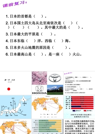 2014-2015学年七年级地理下册 第八章 第一节 日本（第2课时）课件1 湘教版