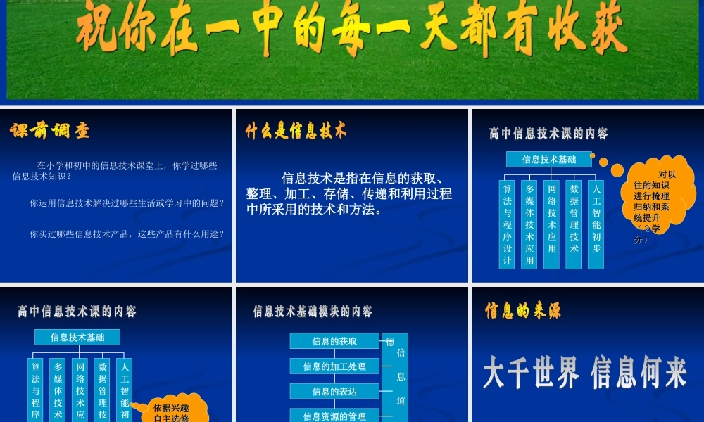 2010年高中信息技术 第1章信息与信息技术课件 沪教版必修1