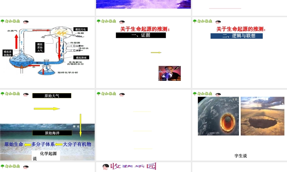 2013届中考生物 查漏补缺复习 专题五 地球上生命的起源课件
