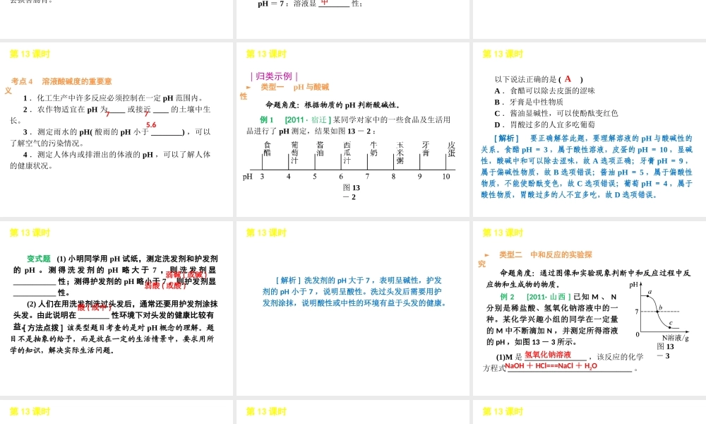 2012版中考化学一轮复习 第13课时中和反应溶液的ph精品课件 人教新课标版