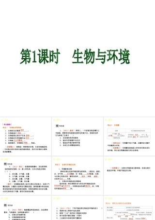 2013届中考生物 考前查漏补缺《第1课时 生物与环境》（考点聚焦 +考前热身+平时知识积累）课件 新人教版
