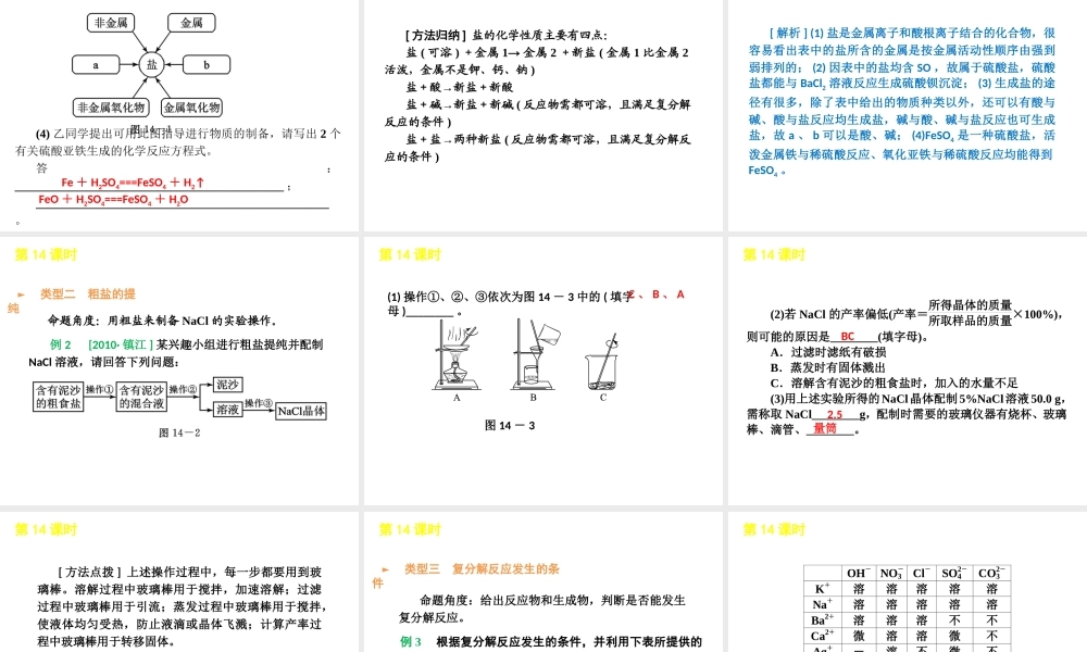 2012版中考化学一轮复习 第14课时盐和化肥精品课件 人教新课标版