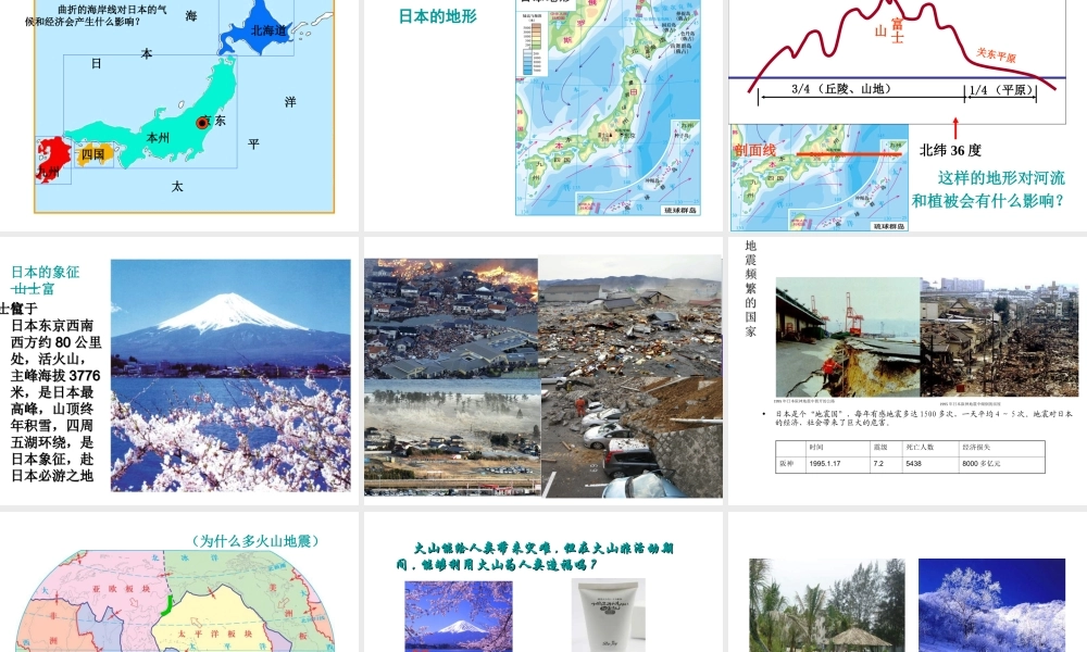 2014-2015学年七年级地理下册 第九单元 第1课 日本（一）课件 商务星球版