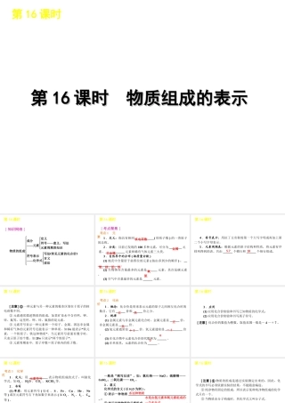 2012版中考化学一轮复习 第16课时物质组成的表示精品课件 人教新课标版