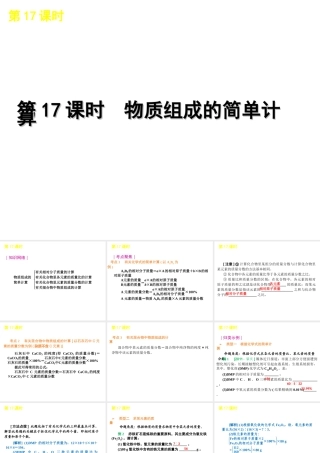 2012版中考化学一轮复习 第17课时物质组成的简单计算精品课件 人教新课标版