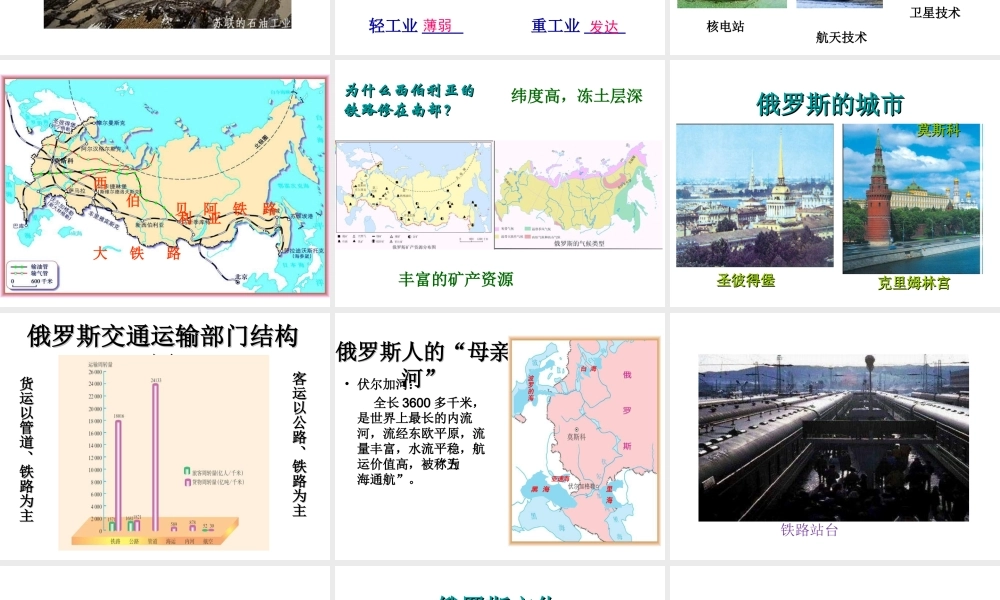 2014-2015学年七年级地理下册 第九单元 第4课 俄罗斯（二）课件 商务星球版