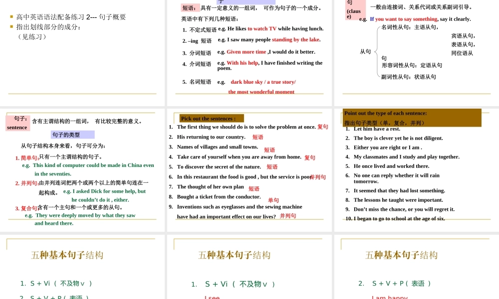 2010年高考英语复习精典素材――19.句子类型完整稿