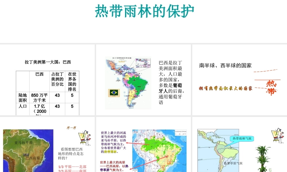 2014-2015学年七年级地理下册 第九单元 第10课 巴西课件1 商务星球版