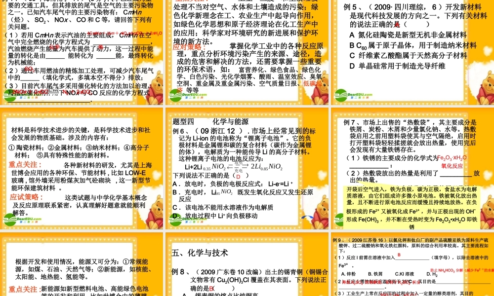 2010浙江省温州高中化学高考二模分析及备考研讨会课件三、四类学校：STSE题型应试策略