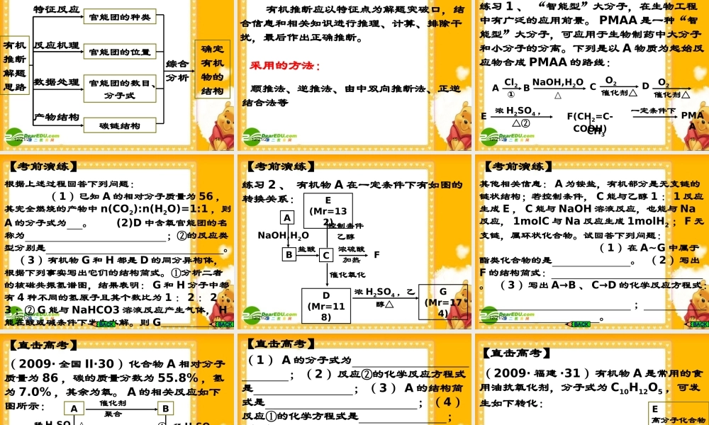 2010浙江省温州高中化学高考二模分析及备考研讨会课件三、四类学校：有机推断题归纳及解题