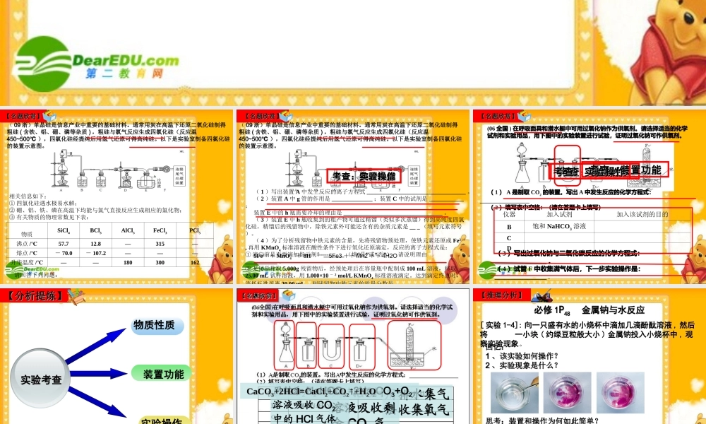 2010浙江省温州高中化学高考二模分析及备考研讨会课件三、四类学校：物质性质实验考题的应试