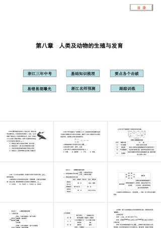 2012版中考科学 第八章 人类及动物的生殖与发育精品课件（含3年中考真题） 浙教版