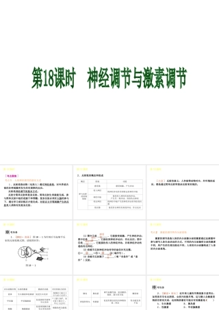 2013届中考生物 考前查漏补缺《第18课时 神经调节与激素调节》（考点聚焦 +考前热身+平时知识积累）课件 新人教版