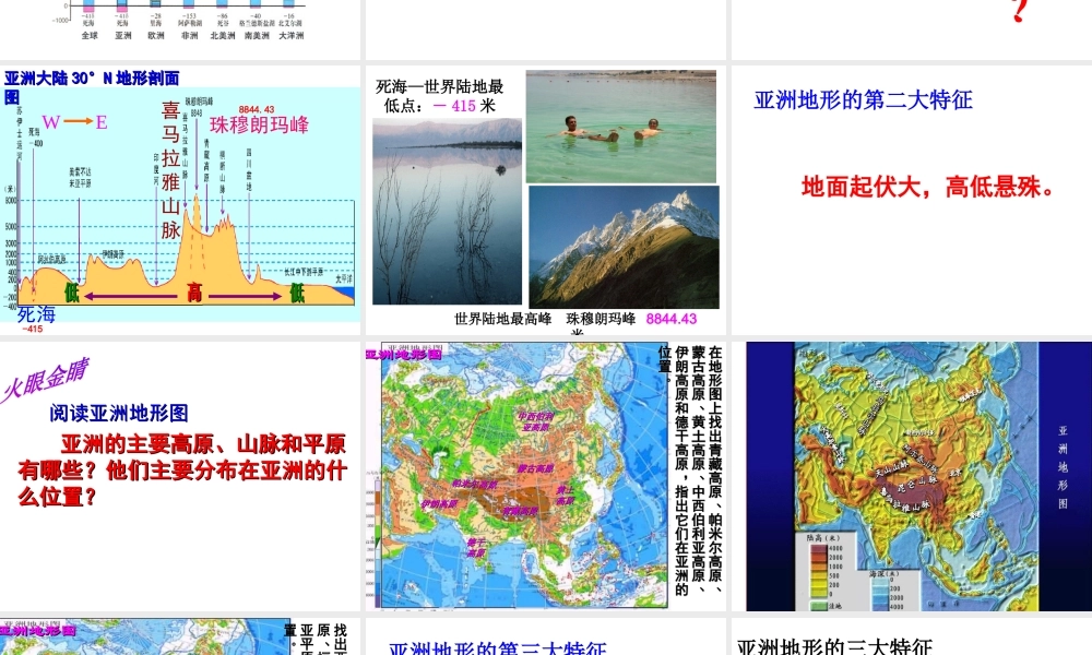 2014-2015学年七年级地理下册 第六章 第一节《亚洲及欧洲》亚洲主要地形课件 湘教版