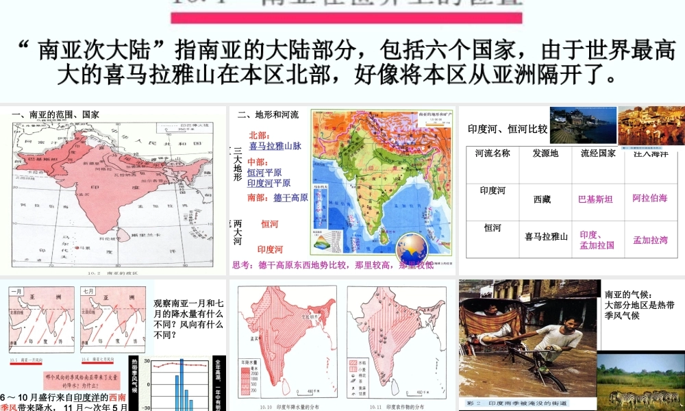 2014-2015学年七年级地理下册 第七章 第二节 南亚课件1 湘教版