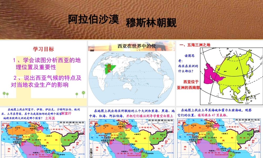 2014-2015学年七年级地理下册 第七章 第三节 西亚（第1课时）课件 湘教版