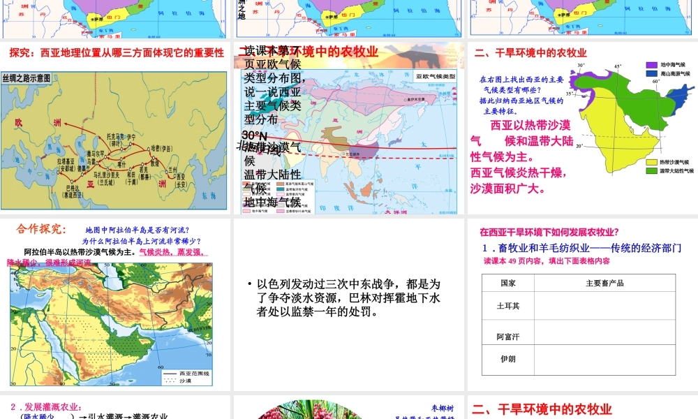2014-2015学年七年级地理下册 第七章 第三节 西亚（第1课时）课件 湘教版