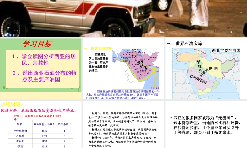 2014-2015学年七年级地理下册 第七章 第三节 西亚（第2课时）课件 湘教版