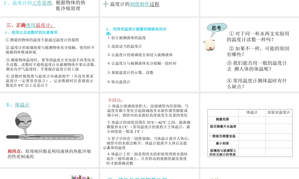 2013年七年级科学上册 1.4.3 温度计的使用 温度的测量课件 浙教版