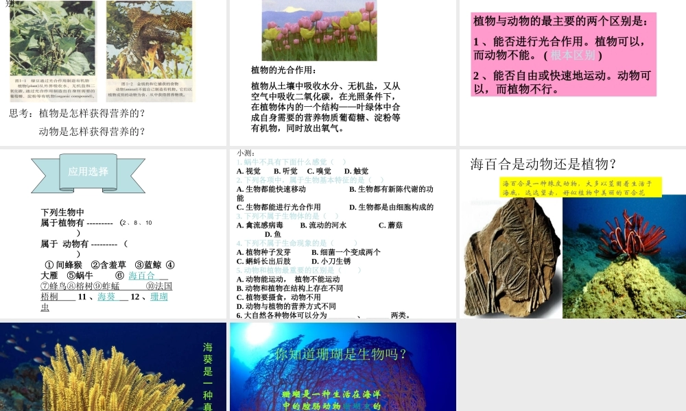 2013年七年级科学上册 2.1 生物和非生物第二课时课件 浙教版
