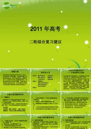 2011年二轮综合复习建议