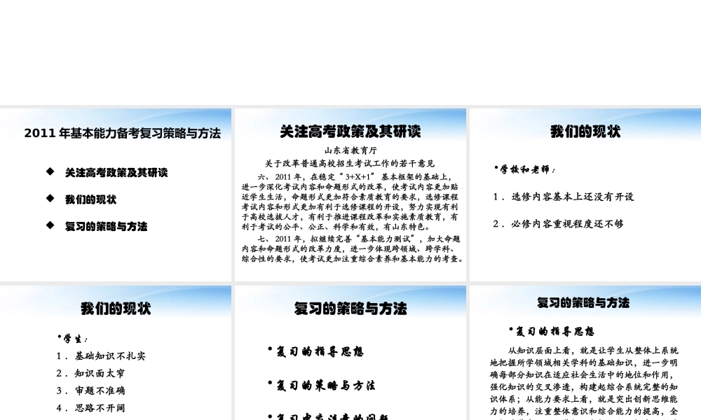 2011年高中基本能力 备考复习策略与方法课件