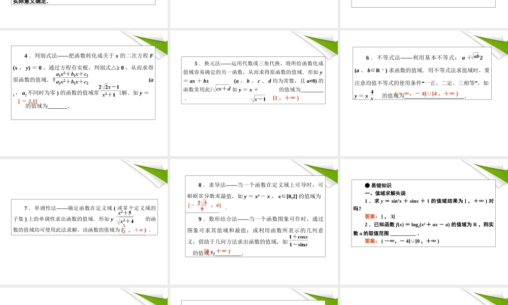 2012届高考数学第一轮总复习 2-3函数的值域与最值经典实用学案（PPT） 新人教版