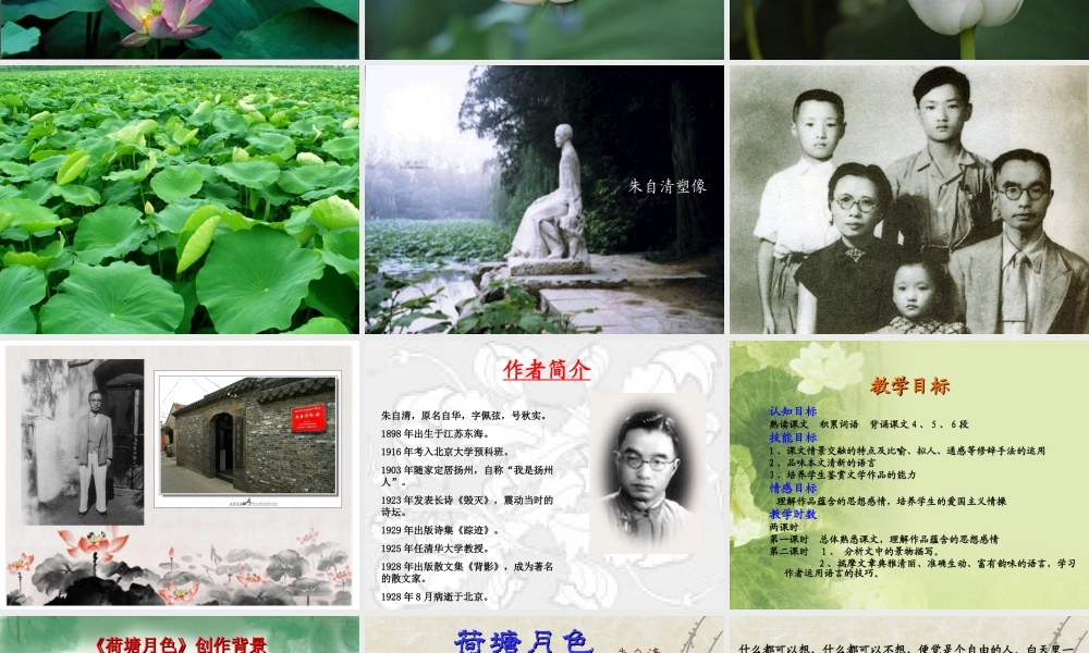 2012年高中语文 第三单元第9课 荷塘月色 粤教版必修1