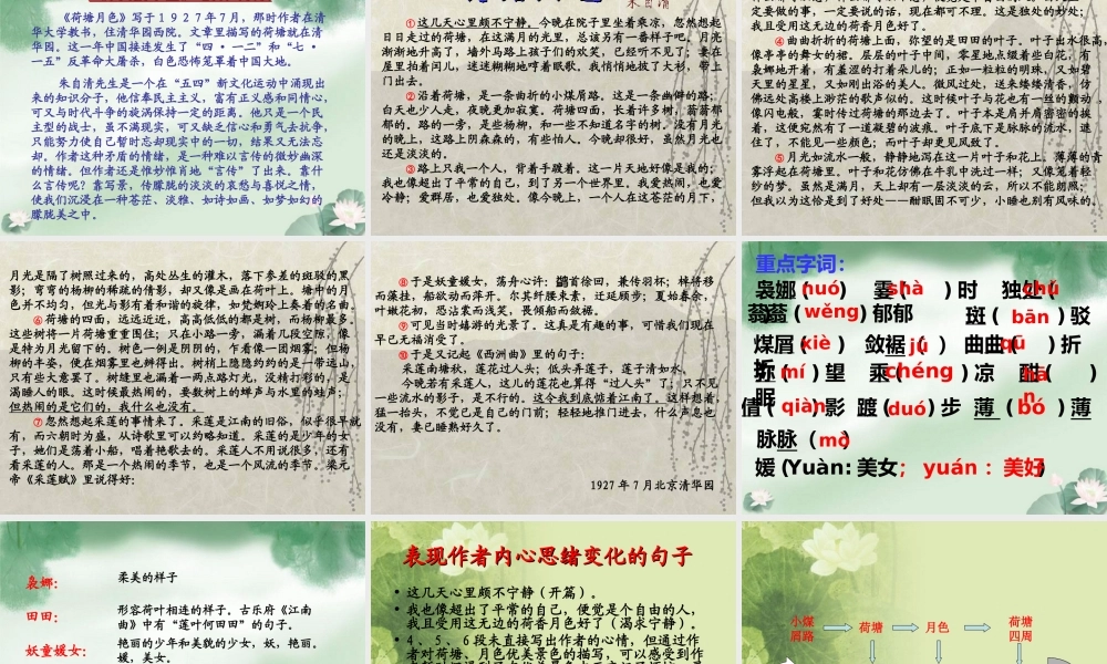 2012年高中语文 第三单元第9课 荷塘月色 粤教版必修1