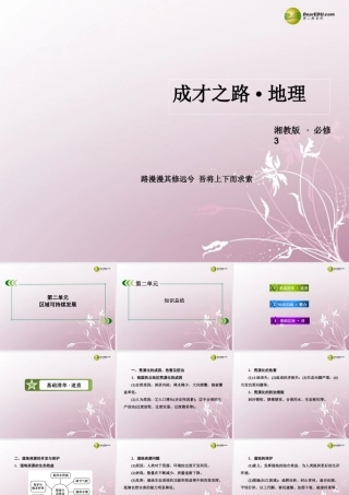2013-2014学年高中地理 第二章 区域可持续发展单元知识总结 湘教版必修3