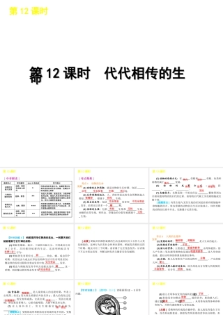 2012版中考科学一轮复习 第12课时代代相传的生命精品课件 浙教版