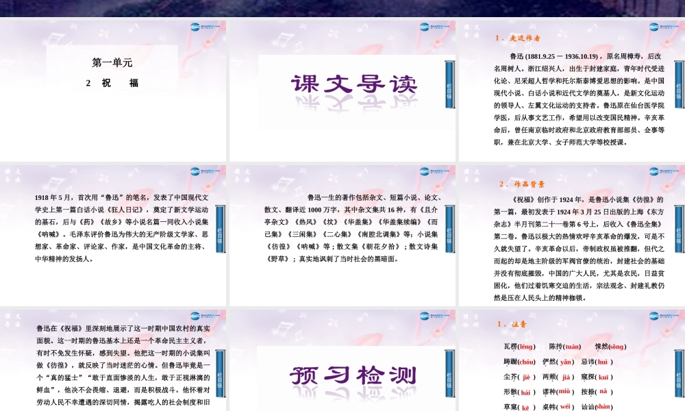 2014-2015学年高中语文 第2课祝福课件 新人教版必修3