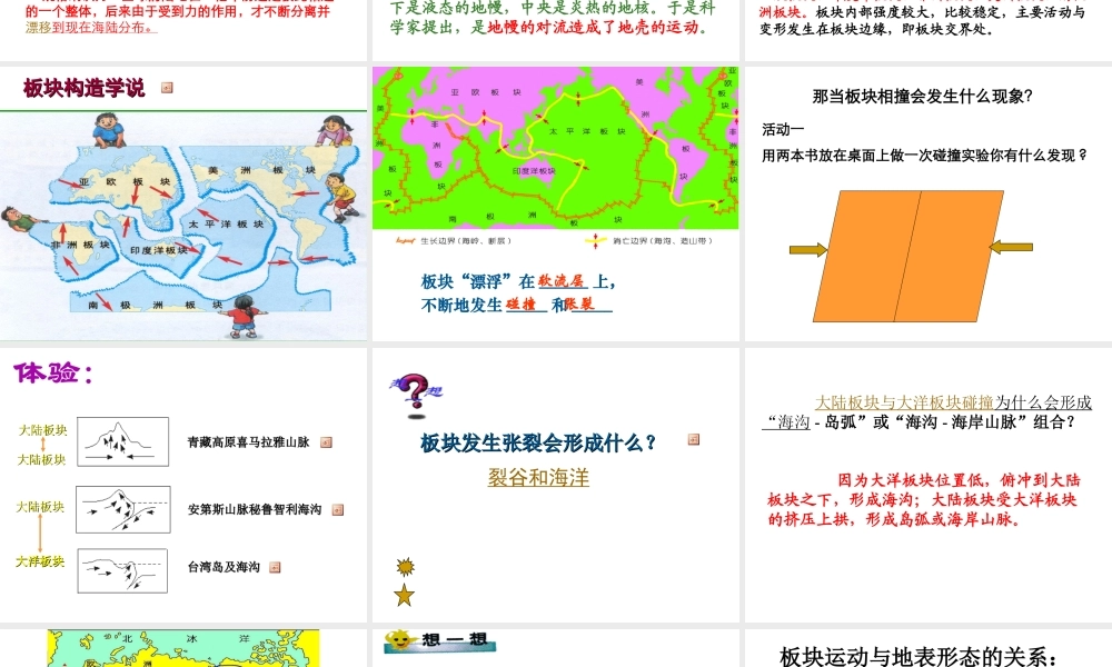 2013年七年级科学上册 3.6 地球表面的板块  地球表面的巧板课件 浙教版