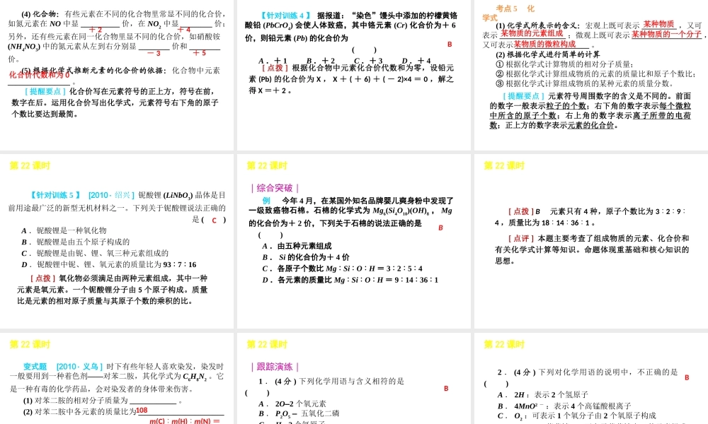 2012版中考科学一轮复习 第22课时粒子的模型与符号精品课件 浙教版