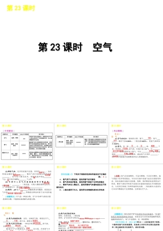 2012版中考科学一轮复习 第23课时空气精品课件 浙教版
