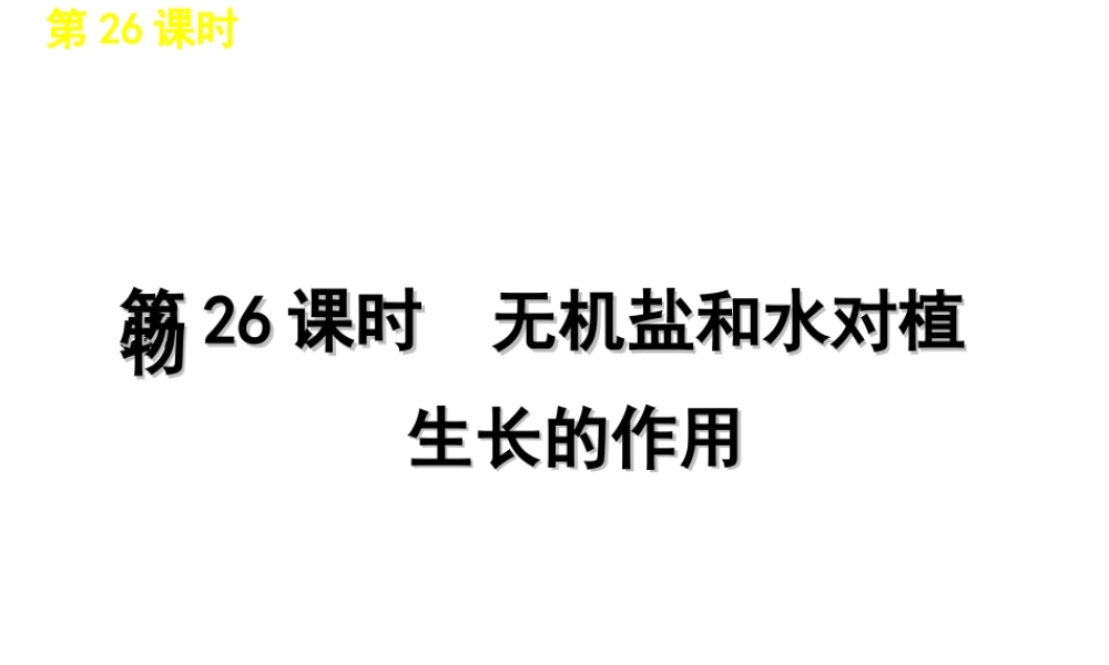 2012版中考科学一轮复习 第26课时无机盐和水对植物生长的作用精品课件 浙教版