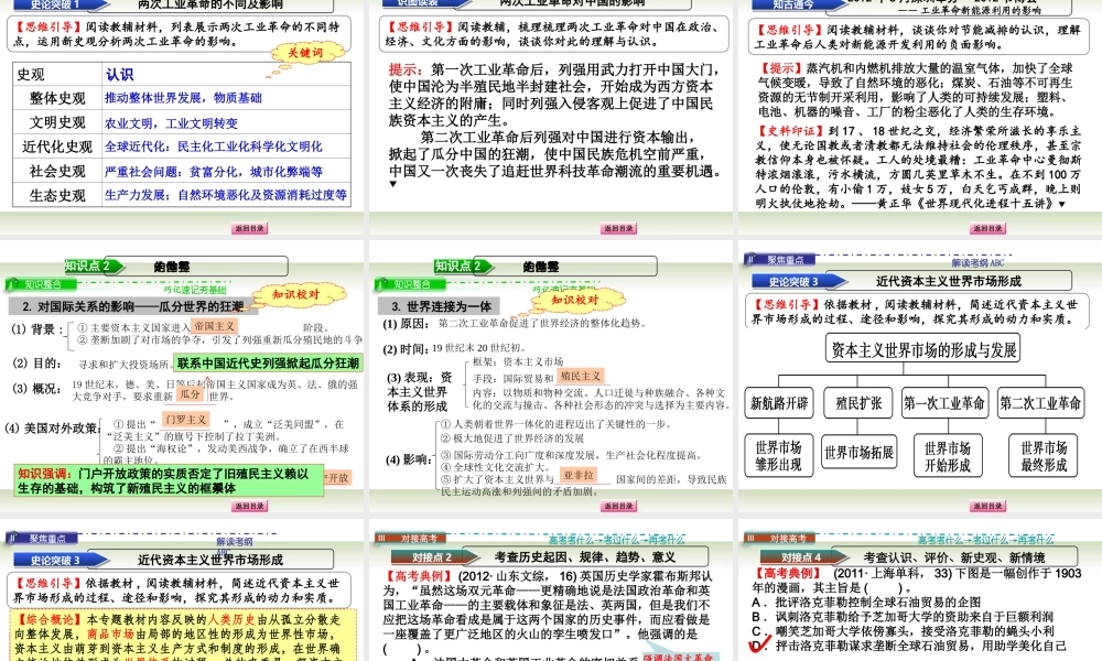 2014届高三历史一轮复习 专题四 第22课时 “蒸汽”的力量和走向整体的世界电子课件 人民版必修2