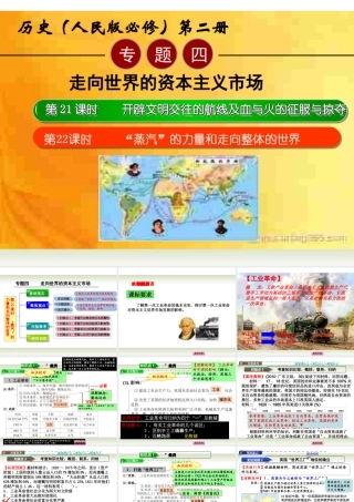 2014届高三历史一轮复习 专题四 第22课时 “蒸汽”的力量和走向整体的世界电子课件 人民版必修2